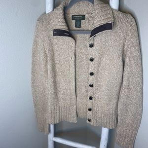 Eddie Bauer Wool Blend Cardigan with Buttons & Elbow Patches